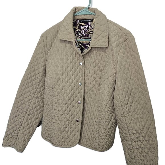 Briggs New York Jackets & Blazers - Briggs New York Jacket Lightweight Beige Quilted Purple Paisley Interior Size XL